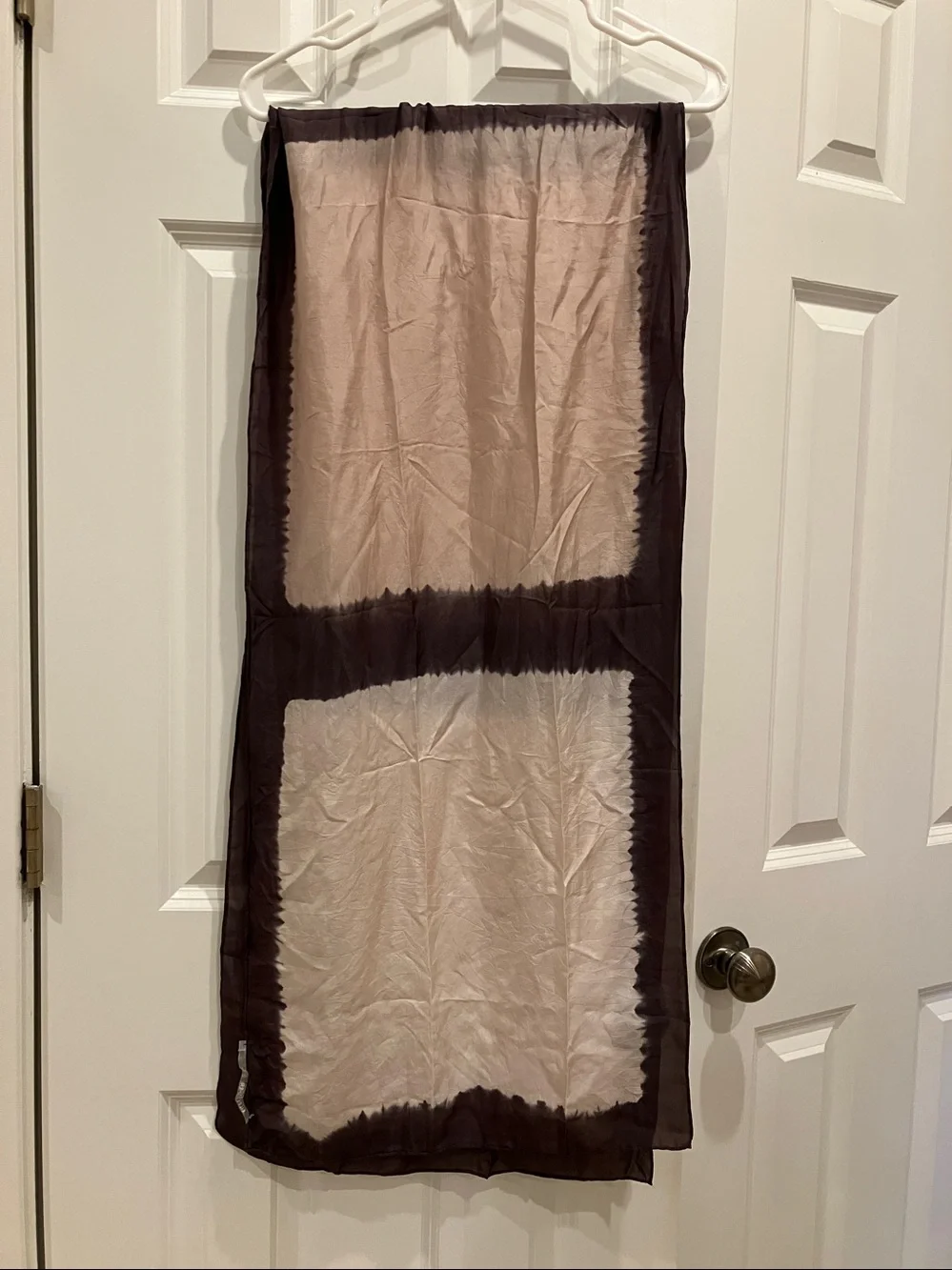 Eileen Fisher Two-Tone Pink Tan and Dark Brown Silk Scarf Made in Japan